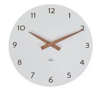 ALBA - Reloj de Pared con Madera y Cuarzo (silencioso, Precioso, Aspecto Moderno y Limpio, Color Blanco Hormilena BC 31 cm)