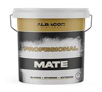 ALBACOR Pintura Blanca Interior -11KG- Exterior Máxima Cubrición, Pintura Plástica Mate para Baños Techos Fachadas Paredes, Textura lisa, Acabado Profesional (11 Kilos)