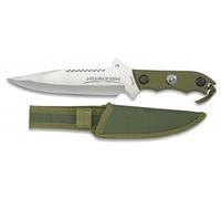 Albainox - 32104 - Cuchillo Modelo Horizon. Satin. Hoja: 18 - Mango ABS Verde. Funda de Nylon. Herramienta para Caza, Pesca, Camping, Outdoor, Supervivencia y Bushcraft