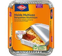 Albal Aluminio 32x26x5 Centímetros con Tapa | Desechables | Asar, Congelar y Conservar | 6-8 Porciones | 2 Moldes, 202567, 0, 1