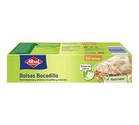 Albal Bolsas Bocadillo - Bolsas porta alimentos para transportar y conservar la merienda o snack, ideales como porta bocadillos, fabricadas con material reforzado, reciclables, 50 unidades de 1L