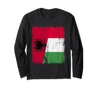 Albania Italia Media Bandera Orgullo Albanés Italiano Orgullo Manga Larga