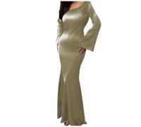 Albañilería Accesorios de Moda con Cuello Redondo, Manga Larga, Cordón, Estilo Viento Perezoso Elegante Vestido Corto Blanco, beige, XL