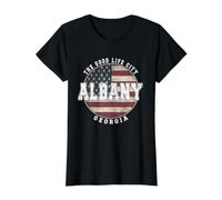 Albany Georgia, Bandera Americana Vintage Camiseta gráfica económica, Mujer, Negro, L