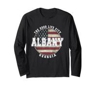 Albany Georgia, Bandera Americana Vintage Manga Larga