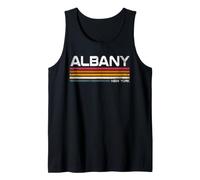 Albany New York Retro Rayas Vintage City Design Camiseta sin Mangas