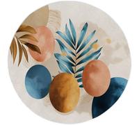 Albaricoque Alfombra Salon Redonda 150 cm, Abstracto Rayas Geométrico patrón Alfombra Lavable Lavadora Alfombra Dormitorio, Estilo Bohemio Alfombras Comedor Antideslizante para Cocina Halls Balcón