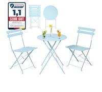 Albatros Bistro Set 3 piezas Azul - Mesa con 2 sillas plegables - Metal resistente - Diseño moderno para balcón o jardín