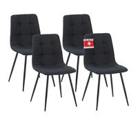 Albatros Bora - Silla de comedor con funda de tela, 4 unidades, color negro, elegante diseño vintage, soporta hasta 110 kg, silla tapizada, moderna silla de cocina, comedor o mesa de comedor
