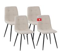 Albatros Bora - Silla de comedor con funda de tela, juego de 4 unidades, color beige, elegante diseño vintage, soporta hasta 110 kg, silla tapizada, moderna silla de cocina, comedor o mesa de comedor
