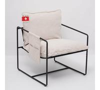 Albatros Breston - Sillón de diseño vintage, tejido, color beige, para salón, dormitorio o como sillón de televisión