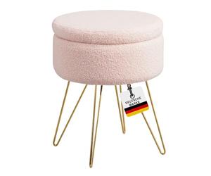 Albatros Cannes - Taburete con espacio de almacenamiento, diseño moderno, elegante funda de sherpa, baúl o banco con espacio de almacenamiento, ideal como reposapiés o taburete tocador