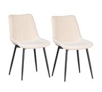 ALBATROS Juego de 2 sillas de comedor BOSA de color beige, estilo retro, ergonómicas y acolchadas, tapizadas y tapizadas, con funda de terciopelo y patas de metal, cómodas y fáciles de limpiar, para