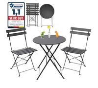 ALBATROS Juego de 3 piezas de color negro, mesa de bistró con 2 sillas, sillas plegables y mesa de metal resistente, ideal como conjunto de muebles de balcón o muebles de jardín en diseño moderno