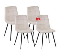 ALBATROS Silla de comedor Bora con funda de terciopelo, juego de 4 unidades, color beige, elegante diseño vintage, soporta hasta 110 kg, silla tapizada - Silla moderna de cocina, silla de comedor o