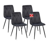 ALBATROS Silla de comedor Dora con funda de terciopelo, juego de 4 unidades, color antracita, elegante diseño vintage, soporta hasta 110 kg, silla tapizada, moderna silla de cocina, silla de comedor o
