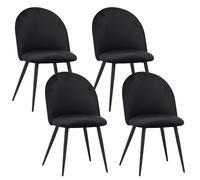 Albatros Sillas de Comedor Capo con Juego de 4 Fundas de Terciopelo en Negro - Elegante diseño Vintage, Funda de Terciopelo, Silla tapizada aprobada por SGS - Silla de Cocina Moderna