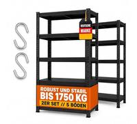 ALBATROS SR2B Premium - Estantería para cargas pesadas (2 unidades, 180 x 90 x 40 cm, soporta 875 kg, resistente al agua, suelos laminados mate, 5 niveles ajustables, estantería divisible, estantería