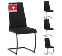 Albatros Turano Juego de 4 sillas de comedor, color negro, con diseño moderno, revestimiento de tela, acolchado grueso, silla de cocina, silla tapizada para comedor, mesa de comedor
