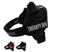ALBCORP Reflective Therapy Dog Vest Harness, Woven Polyester & Nylon, Adjustable Service Animal Jacket, with 2 Hook and Loop Therapy Dog Removable Patches, Extra Large Black