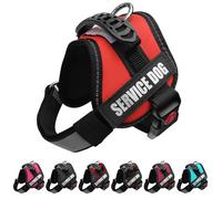 ALBCORP Service Dog Vest Harness - Reflective, No-Pull Harness with Handle & Comfy Mesh Padding - Sizes XXS-XL for Puppies, Small & Large Dogs - 2 Removable Service Patches Included (XXS, Red)