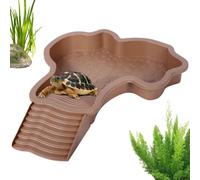 Alberca de baño de tortugas | Plato de alimentación de reptiles con escalera, piscina de tortugas para anfibios, decoración de peceras de paisaje, accesorios de hábitat de reptiles