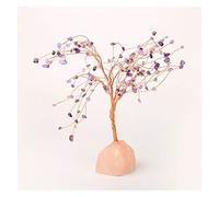Albero di cristallo portafortuna e ricchezza, fluorite naturale, albero di ghiaia, filo di rame avvolto, albero di gemme minerali per la casa, decorazione per la casa, albero (Rose Quartz Amethyst)