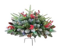 Albero Di Natale Da Esterno - 60 Luci A Led Smerigliatore Di Urne Smerigliati con Coni E Bacche Rosse - Arredamento per Le Vacanze A Batteria per Il Giardino del Giardino Di Ingress