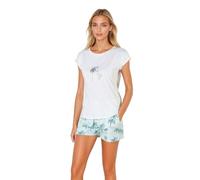 alber's - Conjunto de 2 piezas - Pijama de mujer de verano con camiseta con impresión de manga corta y pantalones cortos a juego, algodón elástico | Fantasía 1 | M