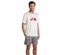 alber's - Conjunto de 2 Piezas | Pijama de Verano para Hombre con Camiseta con Estampado de Manga Corta y Pantalones Cortos a Juego, Algodón Elástico | Fantasía 1 | XL