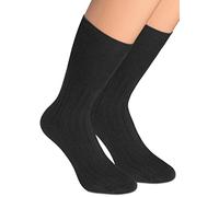 alber's SANITARIO - 5 pares de calcetines para hombre, puño ancho antipresión, algodón fino acanalado, frescos y cómodos para diario y oficina | Negro | 42-45