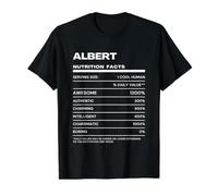 Albert Datos de Nutrición Nombre Gracioso Camiseta gráfica económica, Hombre, Negro, S