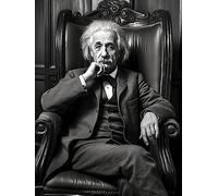 Albert Einstein in the chair | Poster | Wall Art | Home Decor |