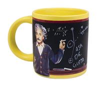 Albert Einstein - Taza de café con pizarra y superficie de pizarra de trabajo, incluye una divertida caja de regalo