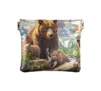 Albert Einstein's Face - Monedero de cuero mini joyero, bolsa de cambio casual para uso diario, Osos Verde Bosque, Talla única, Osos Verde Bosque