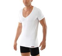ALBERT KREUZ Camiseta Interior Blanca de Manga Corta con Cuello de Pico Profundo y de algodón elástico 04/S