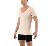 ALBERT KREUZ Camiseta Interior Invisible de Manga Corta en Tejido algodón Elastico Clean Cut sin Costuras con Cuello en V Profundo Color Piel XXL
