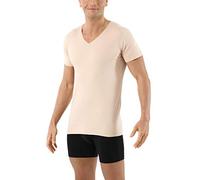 ALBERT KREUZ Camiseta Interior Invisible de Manga Corta en Tejido algodón Elastico Clean Cut sin Costuras con Cuello en V Color Piel XL