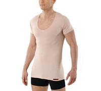 ALBERT KREUZ Deep-V - Camiseta interior invisible para hombre, de algodón elástico orgánico, manga corta, color beige, beige, L