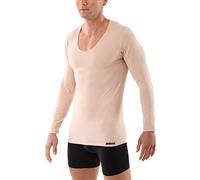ALBERT KREUZ Deep-V - Camiseta interior invisible para hombre, de algodón elástico orgánico, manga larga, color beige, beige, M