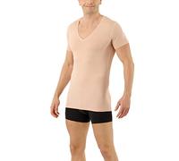 ALBERT KREUZ Hombre Camiseta Interior técnica Coolmax®-Algodón Escote en v Profundo Mangas Cortas Color Carne/Beige S