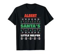 Albert Santa's Little Helper Funny Albert Nombre Navidad Camiseta gráfica económica, Hombre, Negro, L