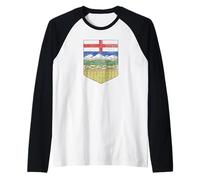 Alberta Escudo DE Armas Bandera Canadiense Edmonton Calgary Camiseta Manga Raglan