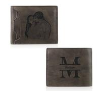 ALBERTBAND Cartera Hombre Cuero Personalizada con Nombre Foto Día del Padre Cumpleaños Aniversario Regalo Abuelo Papá Hijo Esposo Billetera (G-4)