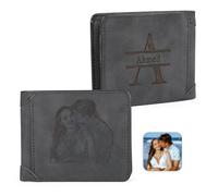 ALBERTBAND Cartera para Hombre con Grabado Billetera Personalizada con Foto Nombre Regalo para el Día del Padre Navidad San Valentín (F)