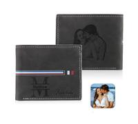 ALBERTBAND Cartera para Hombre con Grabado Billetera Personalizada con Foto Nombre Regalo para el Día del Padre Navidad San Valentín (A)