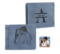 ALBERTBAND Cartera para Hombre con Grabado Billetera Personalizada con Foto Nombre Regalo para el Día del Padre Navidad San Valentín (E)
