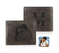 ALBERTBAND Cartera para Hombre con Grabado Billetera Personalizada con Foto Nombre Regalo para el Día del Padre Navidad San Valentín (I)