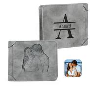ALBERTBAND Cartera para Hombre con Grabado Billetera Personalizada con Foto Nombre Regalo para el Día del Padre Navidad San Valentín (D)