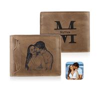 ALBERTBAND Cartera para Hombre con Grabado Billetera Personalizada con Foto Nombre Regalo para el Día del Padre Navidad San Valentín (H)